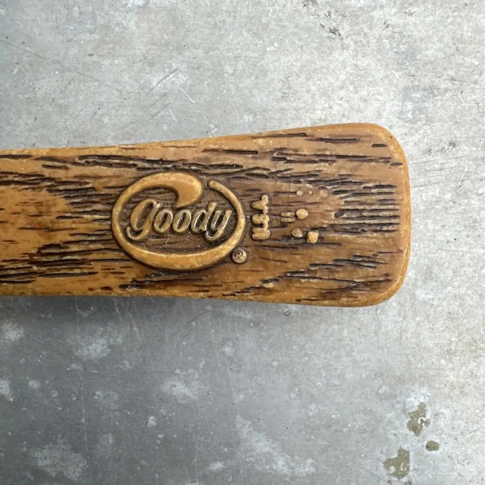 Vintage GOODY USA Faux Wood Vented Styling Hair Brush Ball Tipped 6